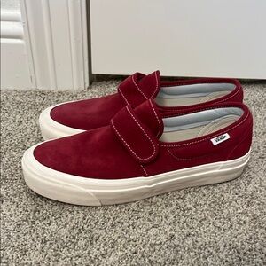 Vans Anaheim 47 Ultra Cush Red Suede Slip-On Sneakers